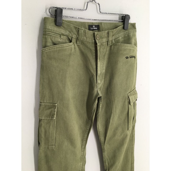 Subciety Japan Thick Cargo Pants Olive Green Military Style Size 30 - Picture 6 of 16